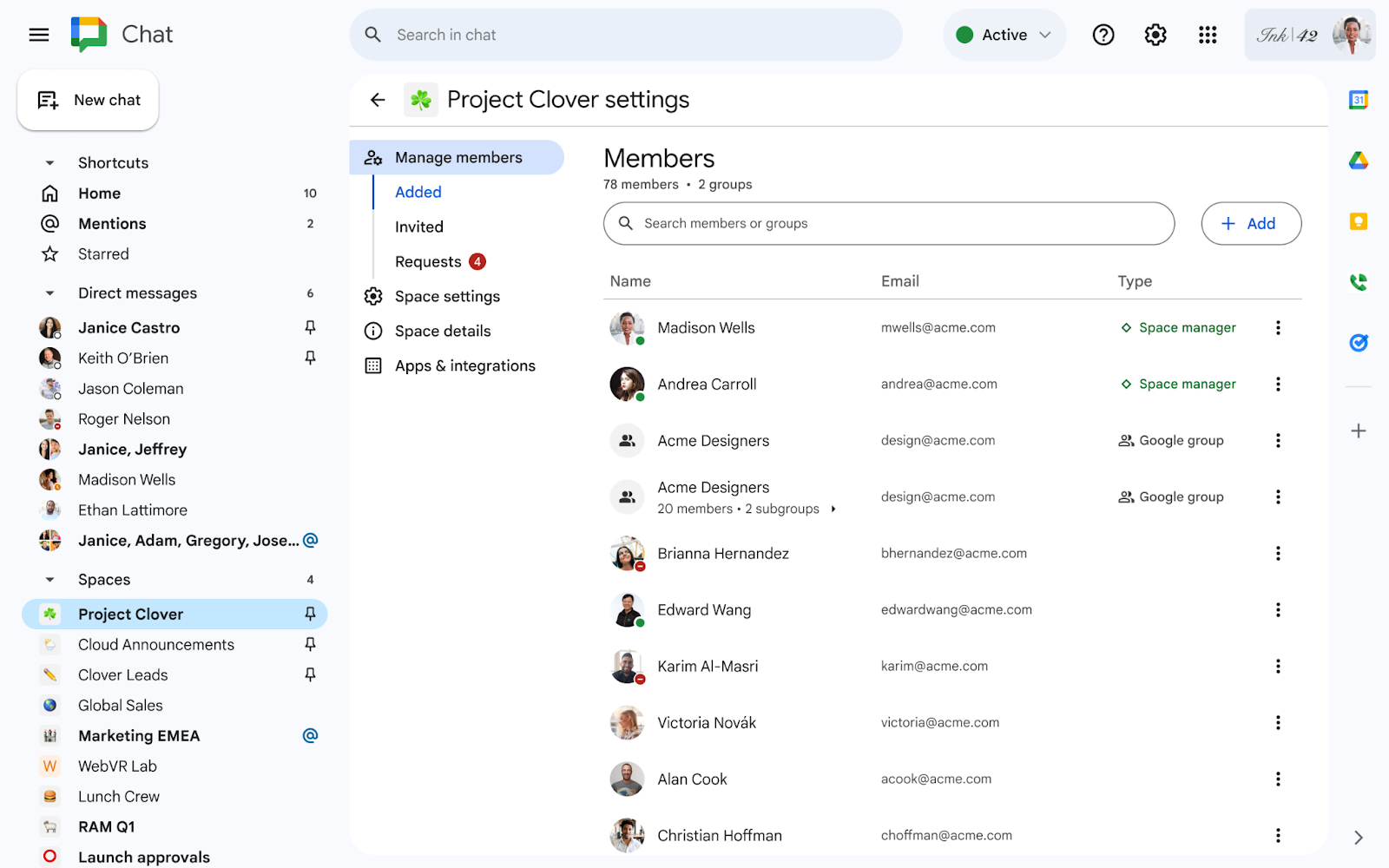 Promote space members to space managers using the Google Chat API (1)