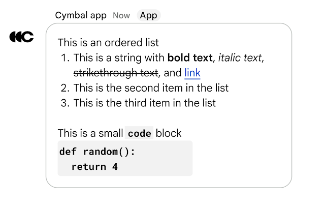 markdown support Google chat apps